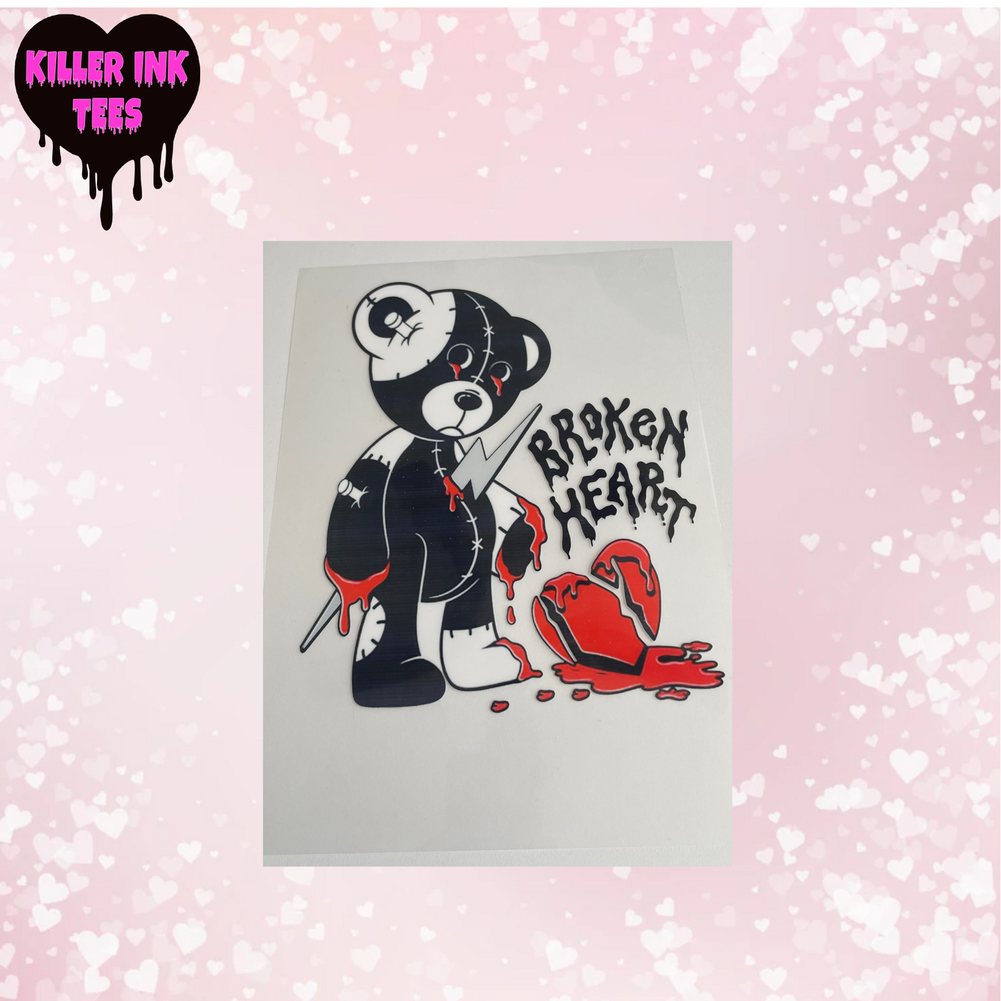 Broken Heart Teddy DTF Heat Transfer