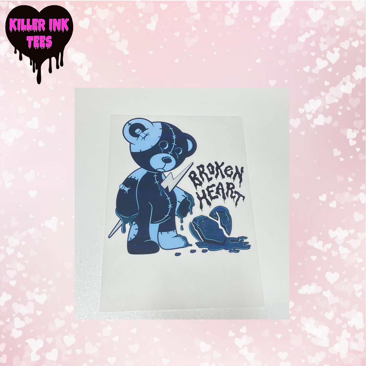 Broken Heart Teddy DTF Heat Transfer