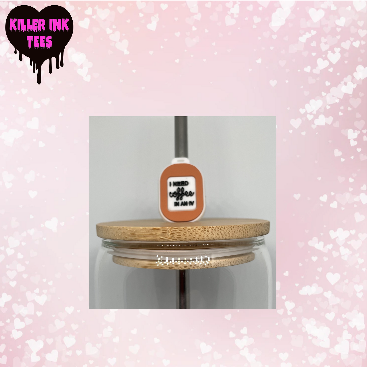 I Need Coffee In An IV Straw Charm