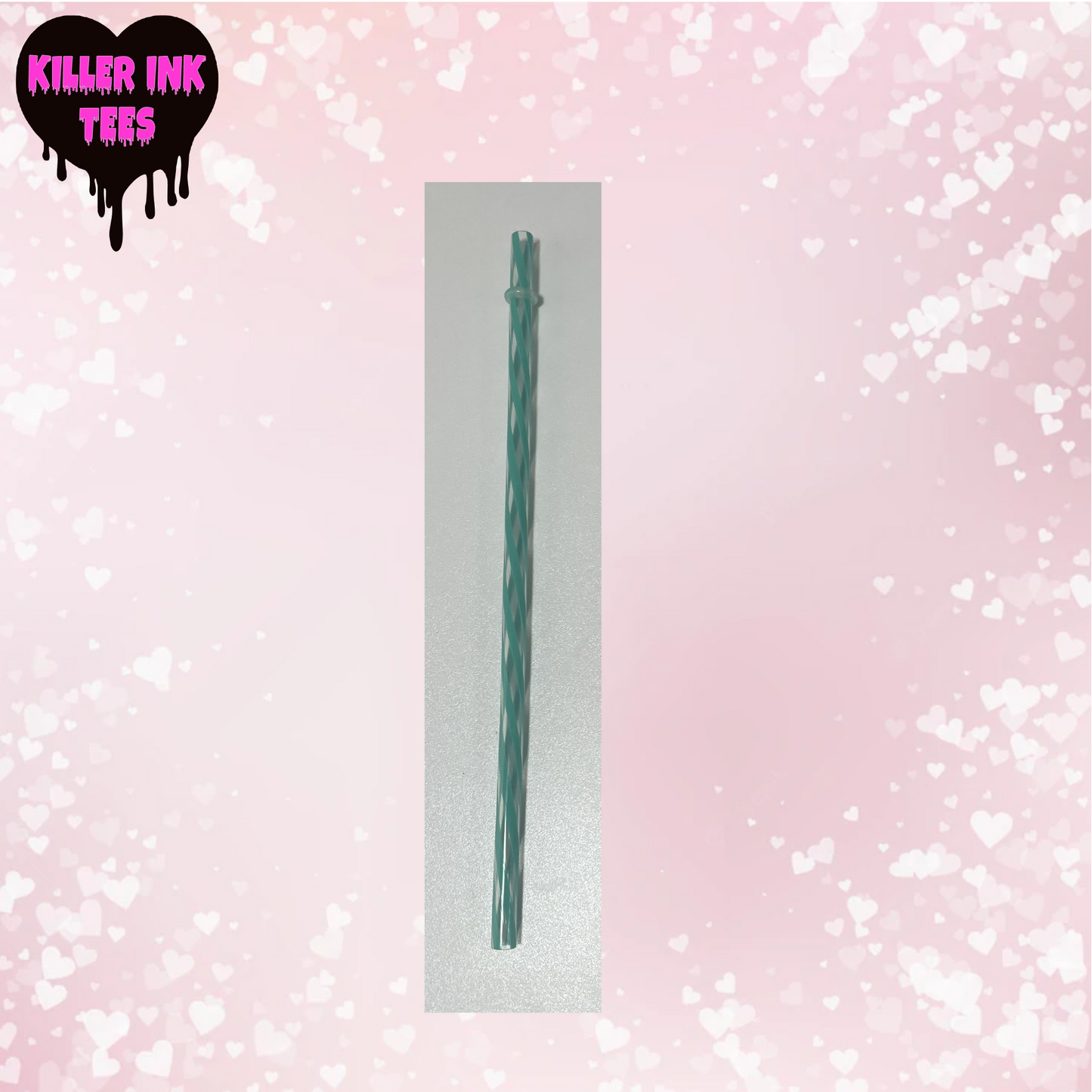 Swirly Striped Reusable Plastic Straw