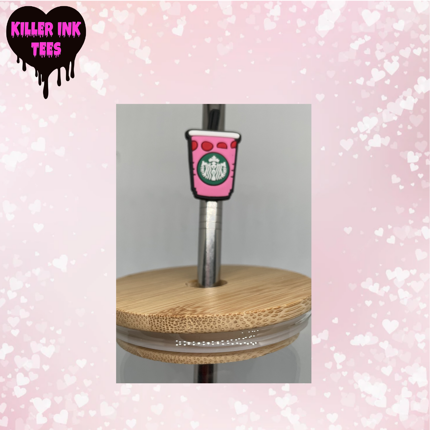Pink Dot Coffee Straw Charm