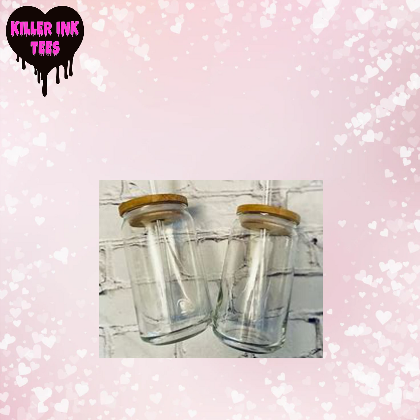 Blank 16 oz Clear Libbey style Glass with lid and straw