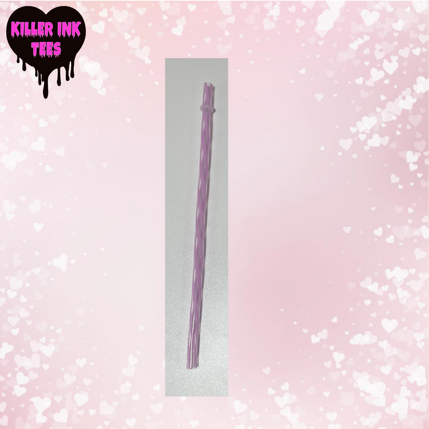 Swirly Striped Reusable Plastic Straw