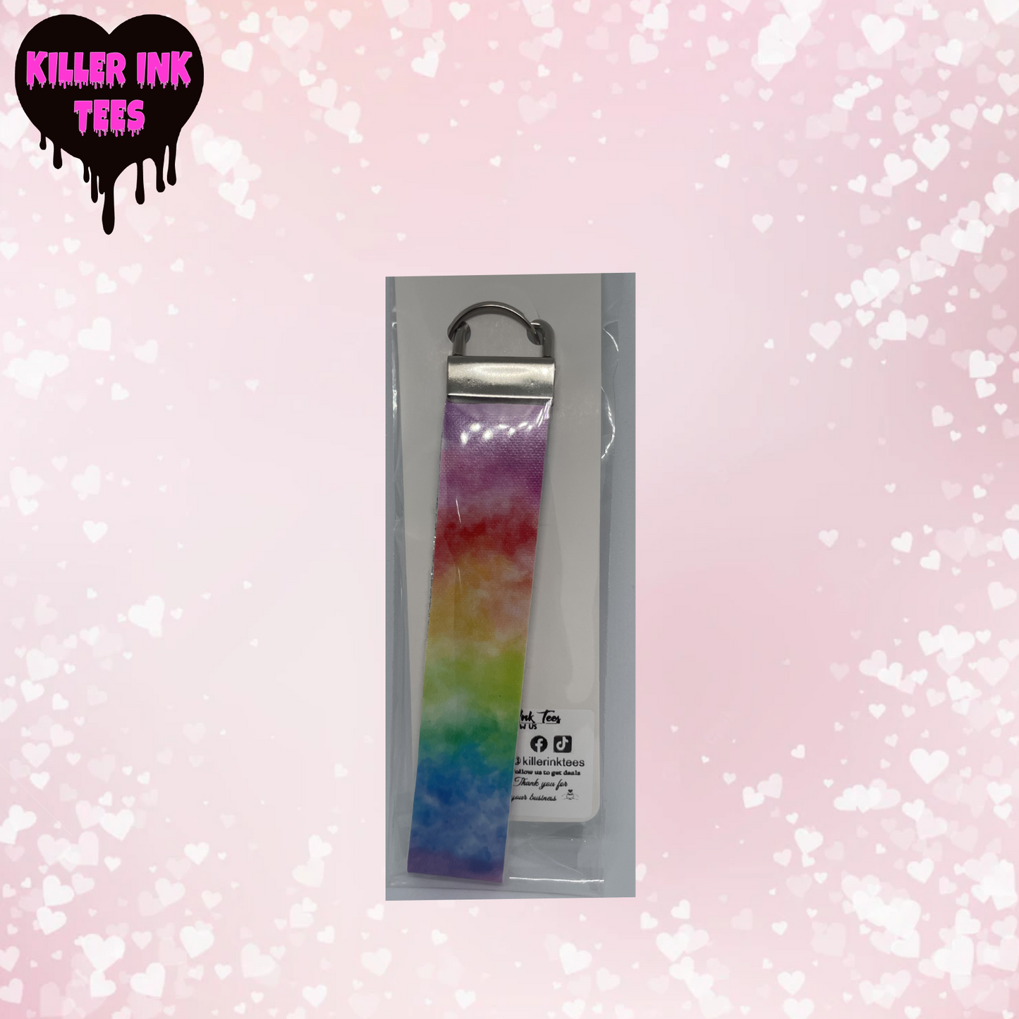 Rainbow Keychain/ Key fob holder Wristlet