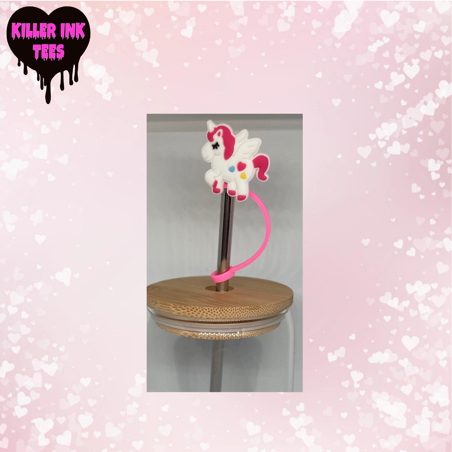 Pink Unicorn Straw Topper