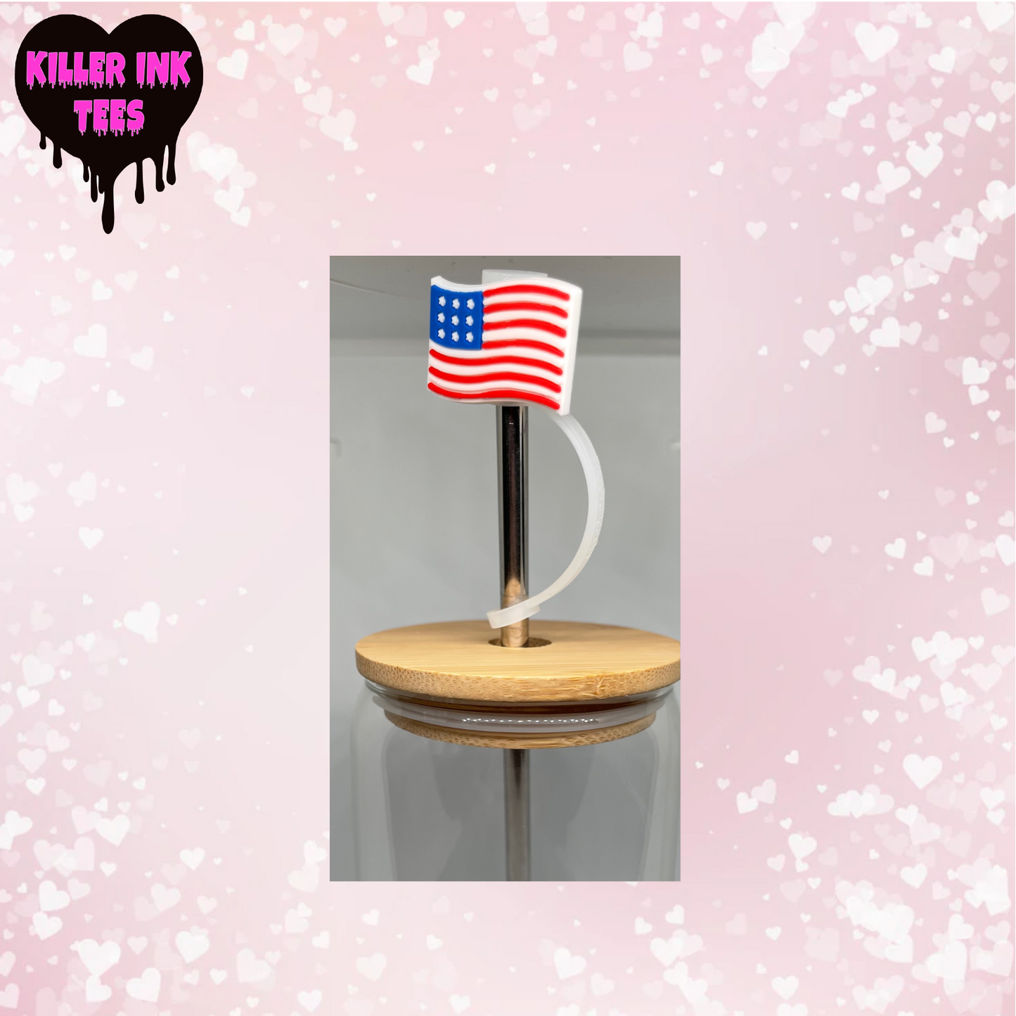 American Flag Straw Topper