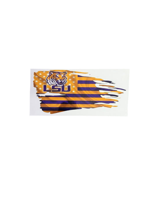 LSU Tigers Ripped Flag UV Cup Transfer