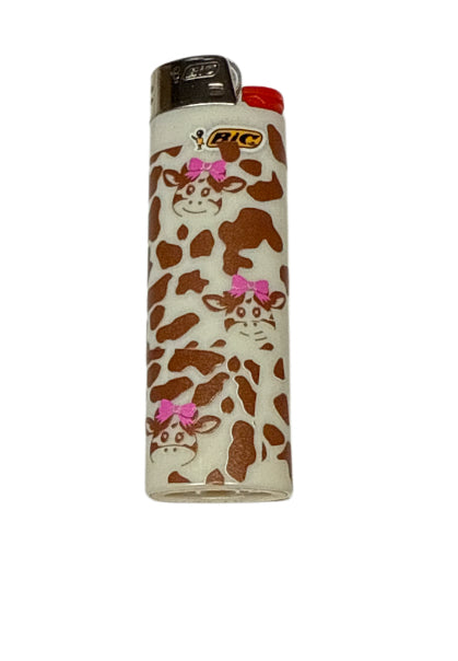Cow pink bow bic lighter