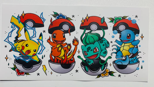 Pikachu Charmander Bulbasaur and Squirtle Pokemon Cup Transfer