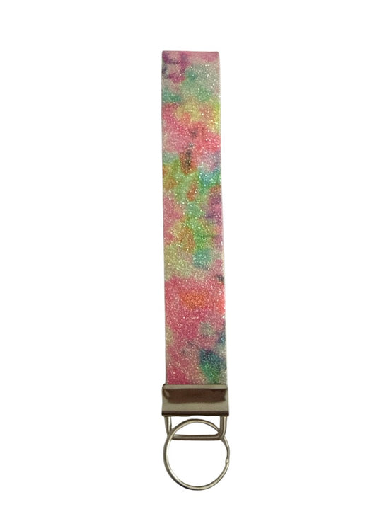 rainbow glitter Keychain/ Key fob holder Wristlet