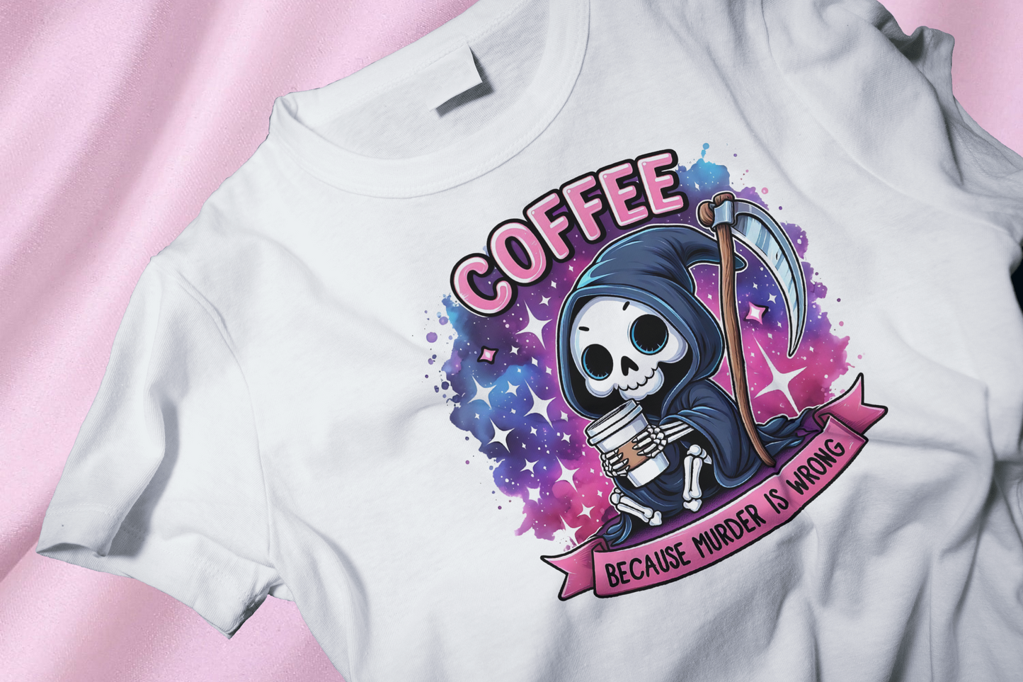 Coffee skull murder DTF Heat Transfer