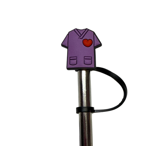 Purple scrub top nurse Straw  Topper
