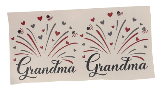 Grandma American Flag Red White Blue 2x UV Cup Transfer