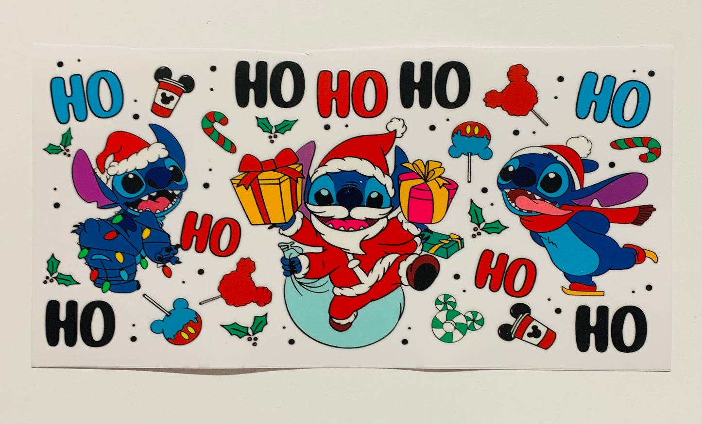 Stitch Santa Clause HO HO HO Cup Transfer