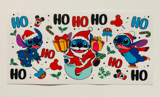 Stitch Santa Clause HO HO HO Cup Transfer