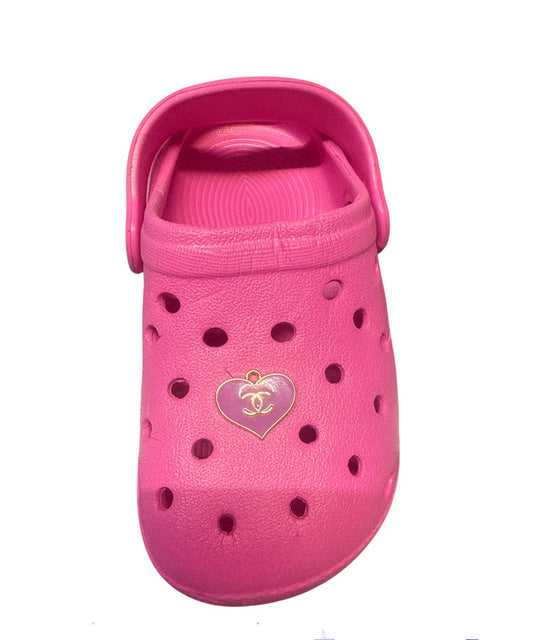 Cc pink heart metal Shoe Charm