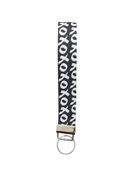 Xoxo black glitter  Keychain/ Key fob holder Wristlet