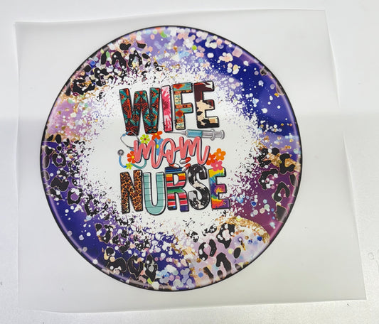 Wife Nurse mom circle  DTF Heat Transfer