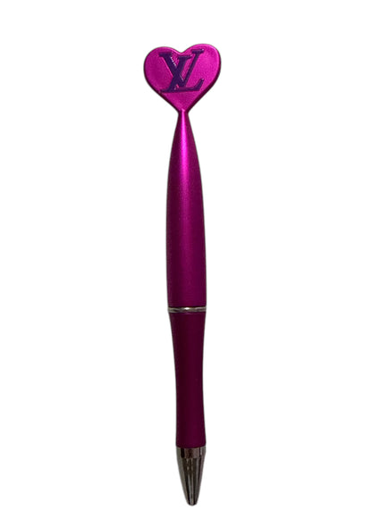 Metallic Pink/ purple heart shaped pen