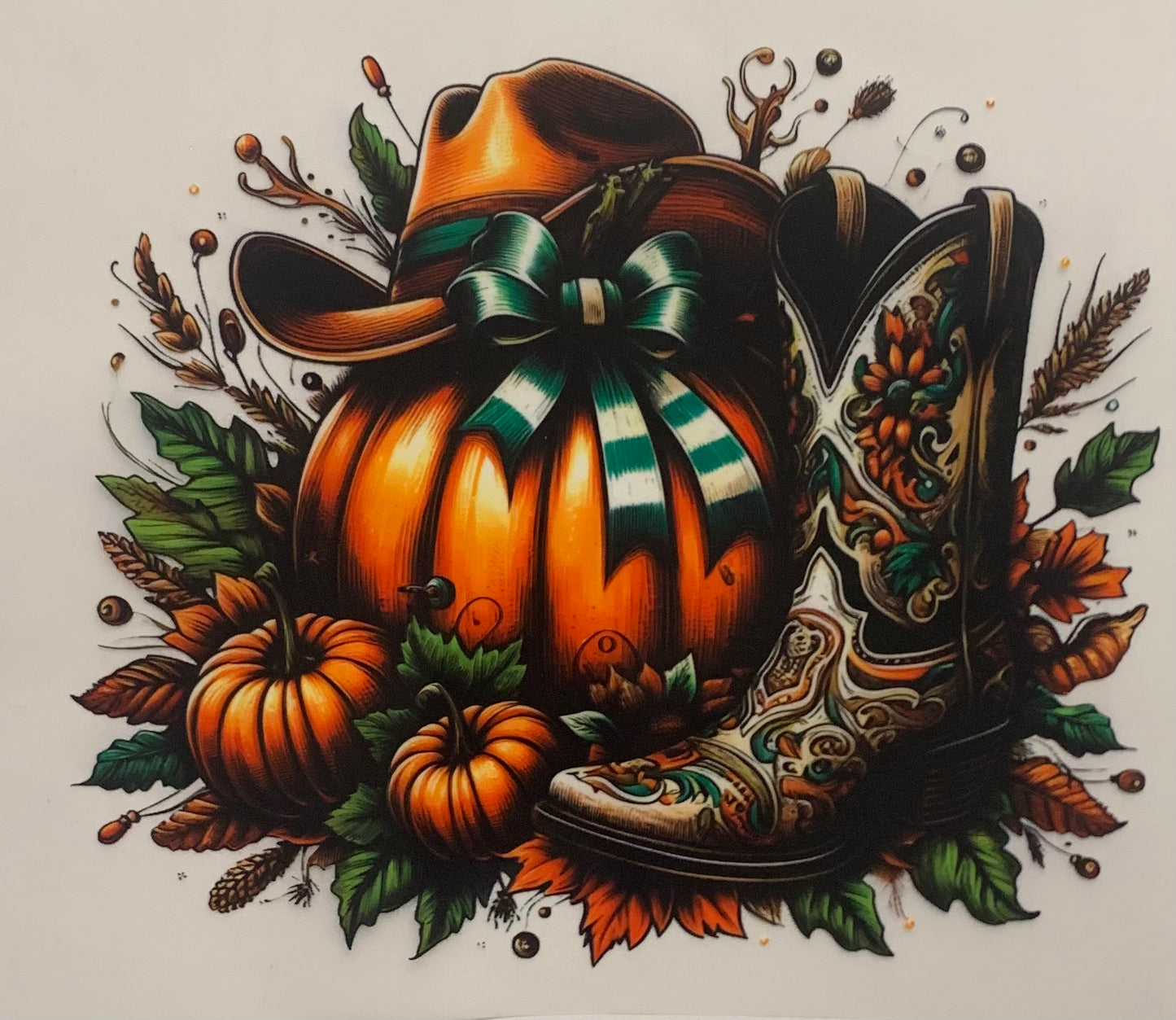 Cowboy boot pumpkin DTF Heat Transfer