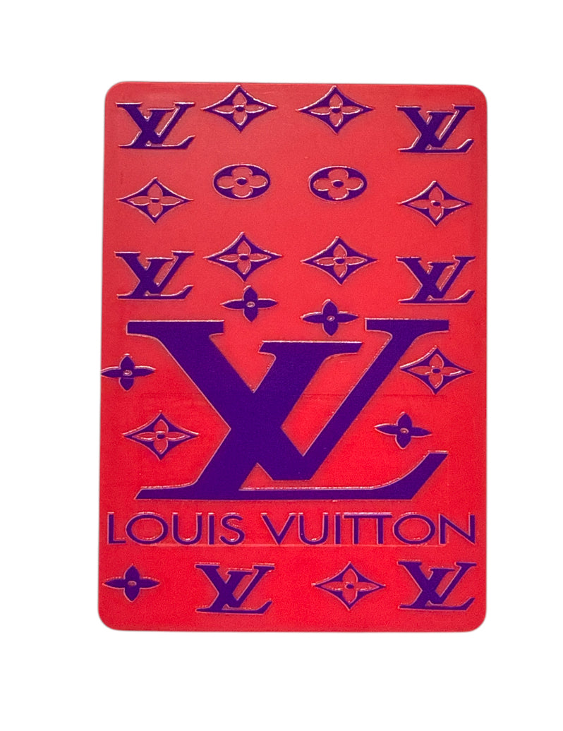 Lv pink/purple mirror with makeup brushes