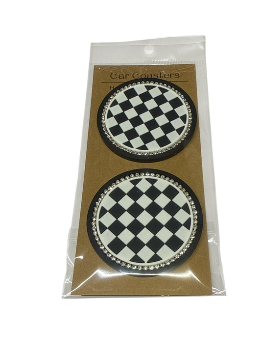 Rubber rhinestone checker Coasters