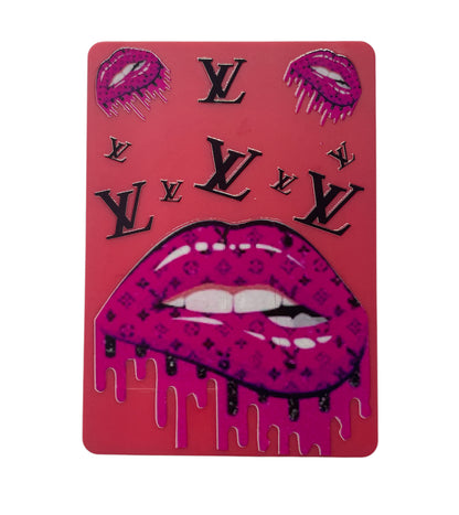 Lv lips mirror with makeup brushes