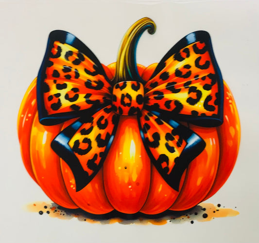 Pumpkin bow black outline DTF Heat Transfer