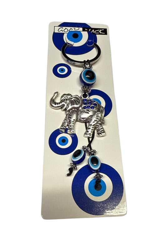 Evil eye elephant keychain
