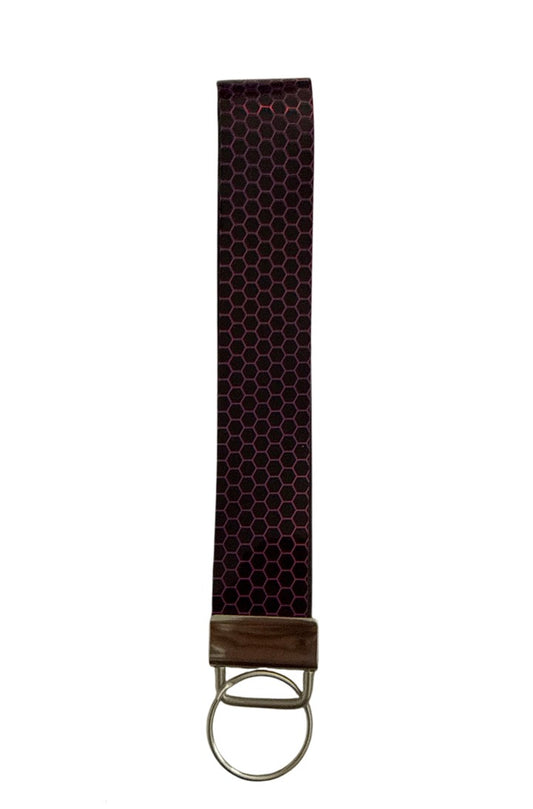 Purple black honeycomb   Keychain/ Key fob holder Wristlet