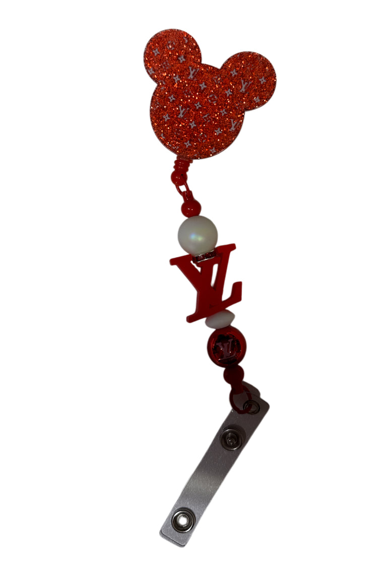 Lv Mickey head badge reel