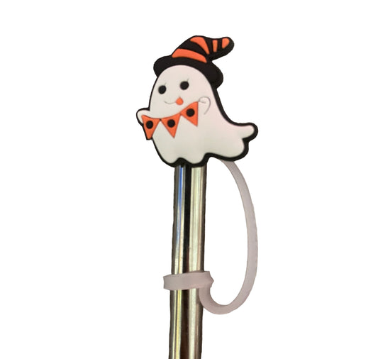 Ghost orange hat boo Straw  Topper