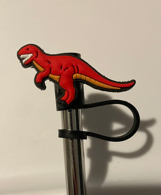 Red Dinosaur Straw Topper