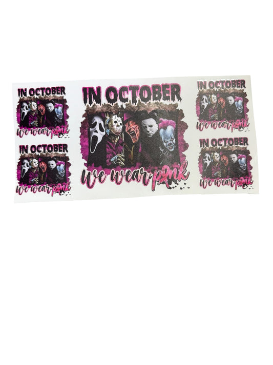 October we wear pink horror mix Cup Transfer