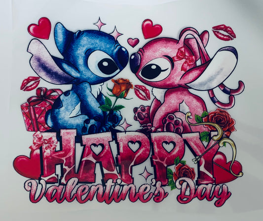 Stitch Lilo Happy Valentine’s Day DTF Heat Transfer