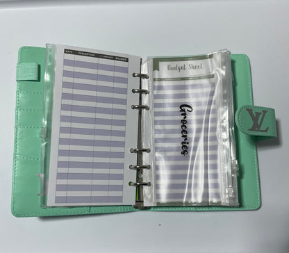 Mint/Silver LV Budget Binder Book With Pen