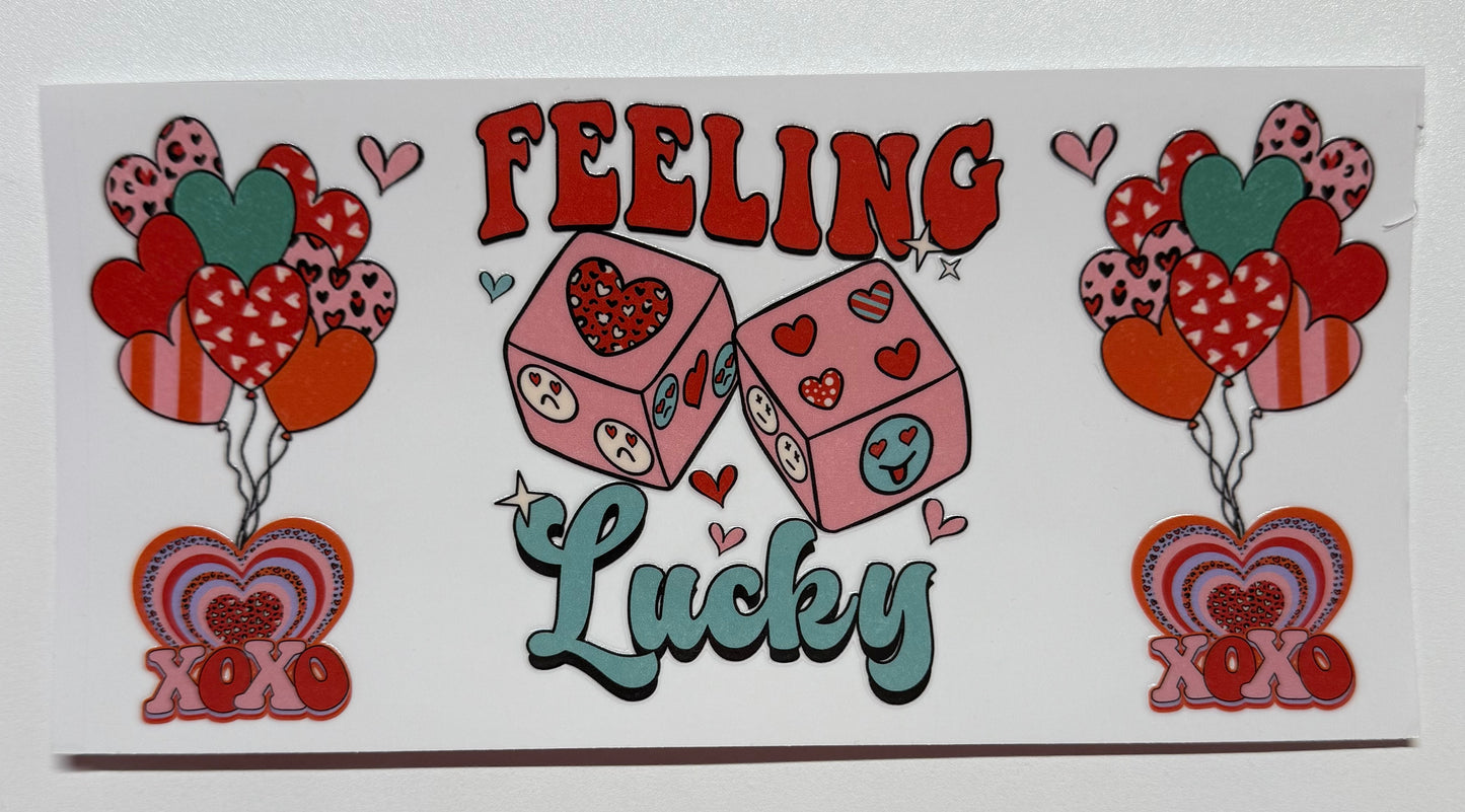 Feeling Lucky Heart Dice Cup Transfer