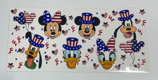 Mickey,Minnie 4th of July Cup Transfer