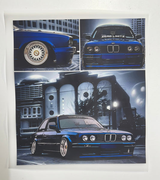 BMW Car Different Colors DTF Heat Transfer