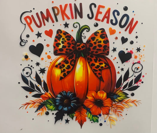 Pumpkin season cheetah bow DTF Heat Transfer