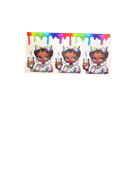 Betty Boop Colorful LV Coffee Drip UV Cup Transfer