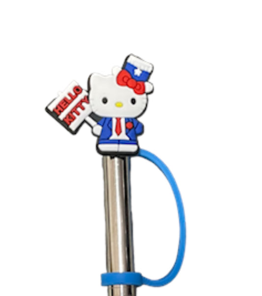 Red White & Blue Hello Kitty Straw Topper