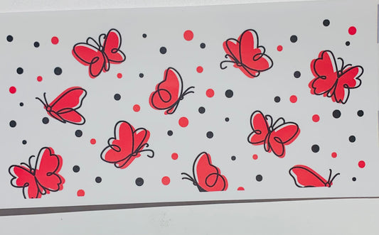 Red butterfly dots Cup Transfer