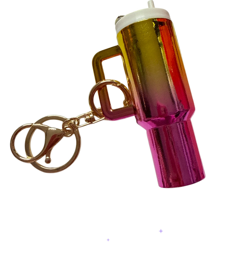 Blank metalic yellow/pinkCup Storage keychain