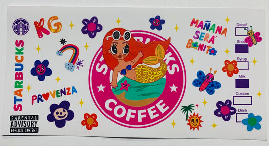 Karol G Mermaid Starbucks Coffee Cup Transfer