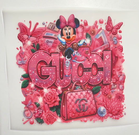 Pink Gucci Minnie Mouse Purse and Roses DTF Heat Transfer