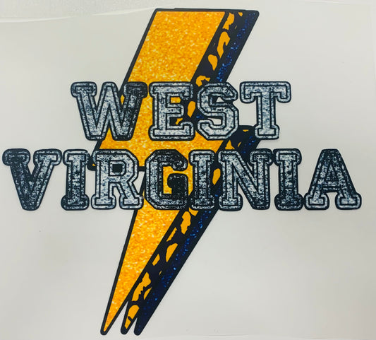 West Virginia Lightning Bolt DTF Heat Transfer