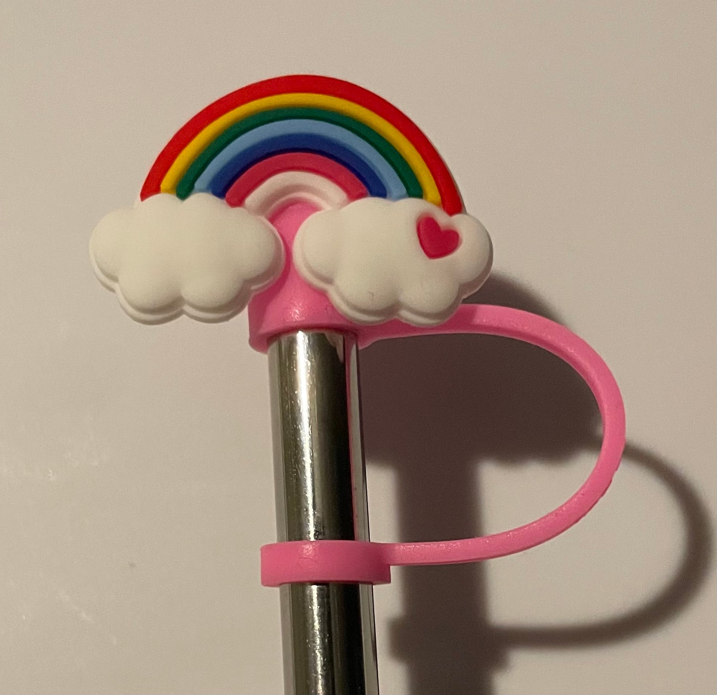 Pink Heart Rainbow Straw Topper