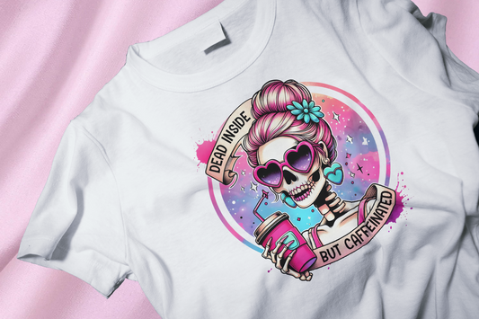 Pink cup skull DTF Heat Transfer