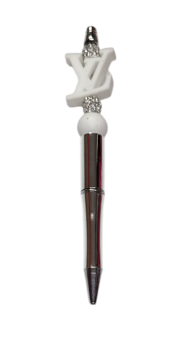 Lv white bead /silver Beaded pen